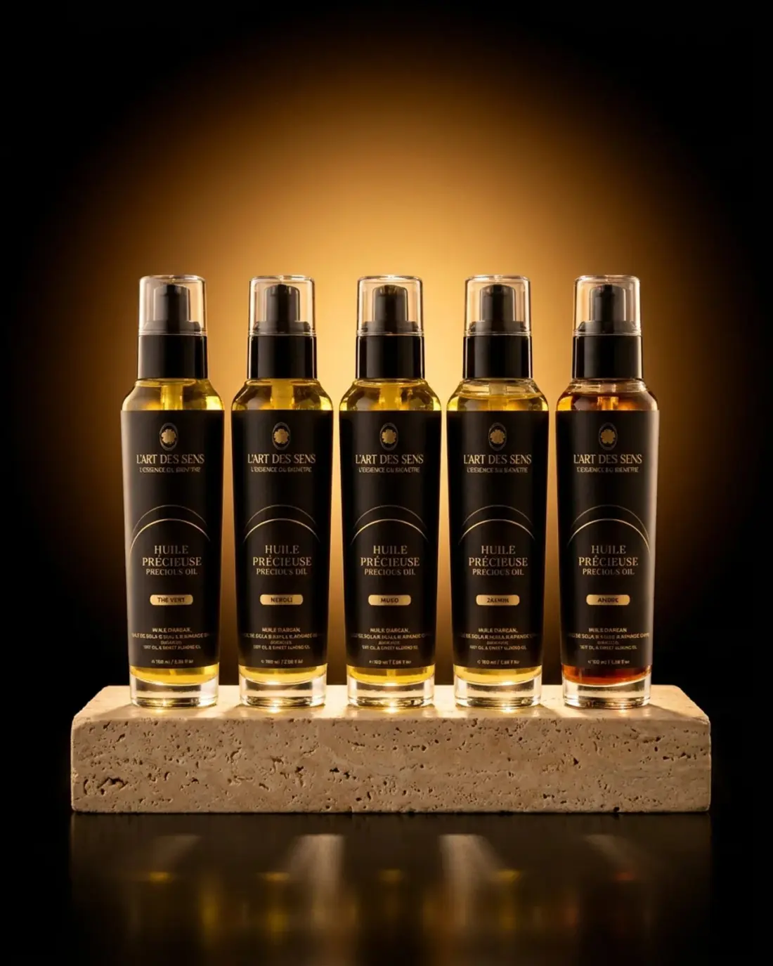 Coffret Découverte — Huiles Précieuses — ambiance socle · L'Art des Sens