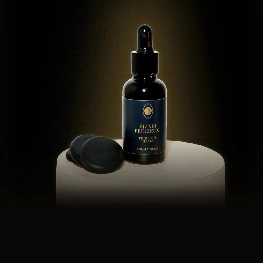 Élixir Précieux L'Art des Sens, packshot noir et or