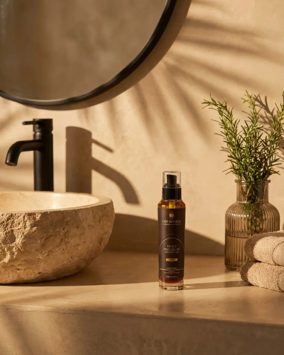 Huile Précieuse Ambre — ambiance salle de bain · L'Art des Sens