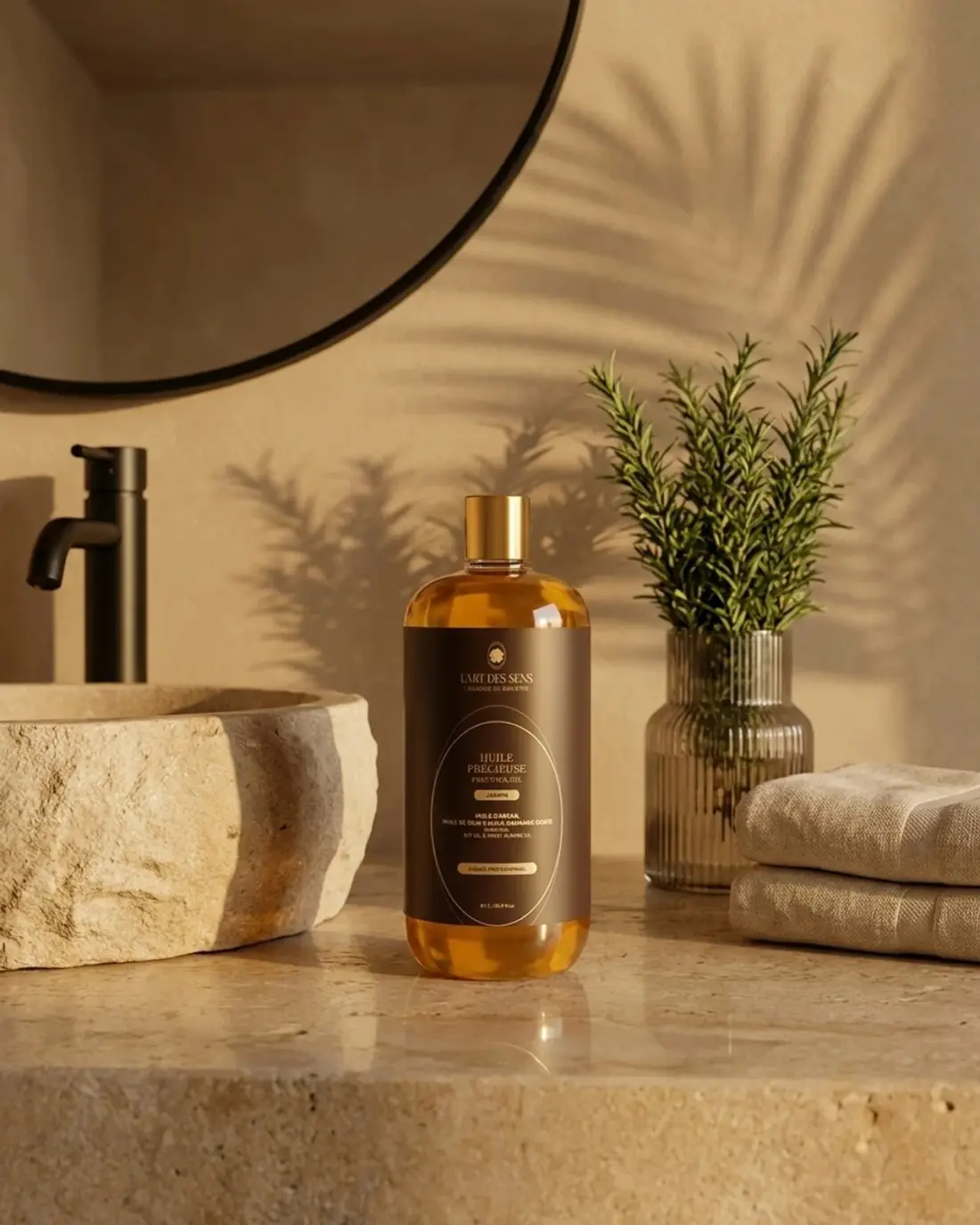 Huile Précieuse Jasmin 1 L — ambiance salle de bain · L'Art des Sens