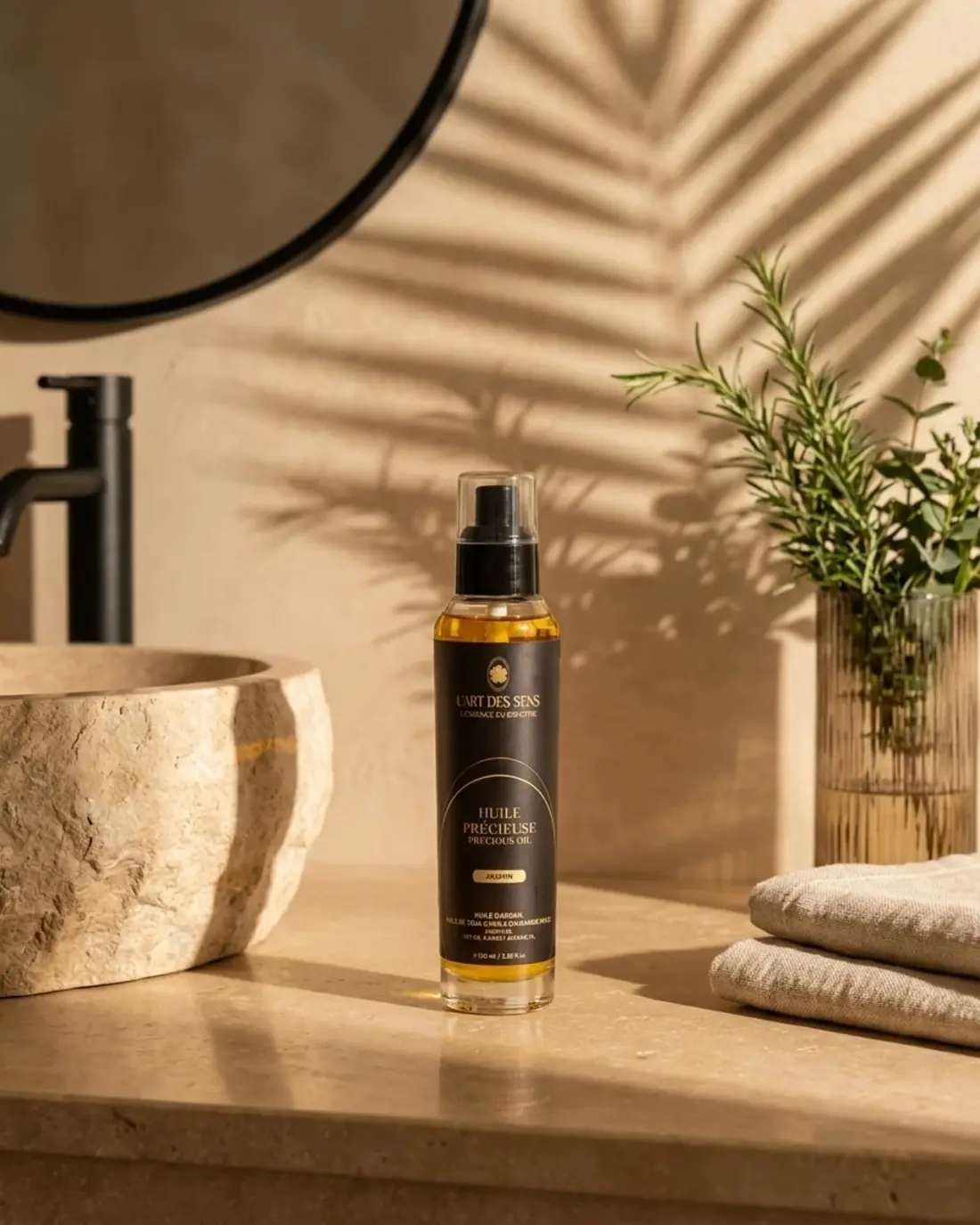 Huile Précieuse Jasmin — ambiance salle de bain · L'Art des Sens