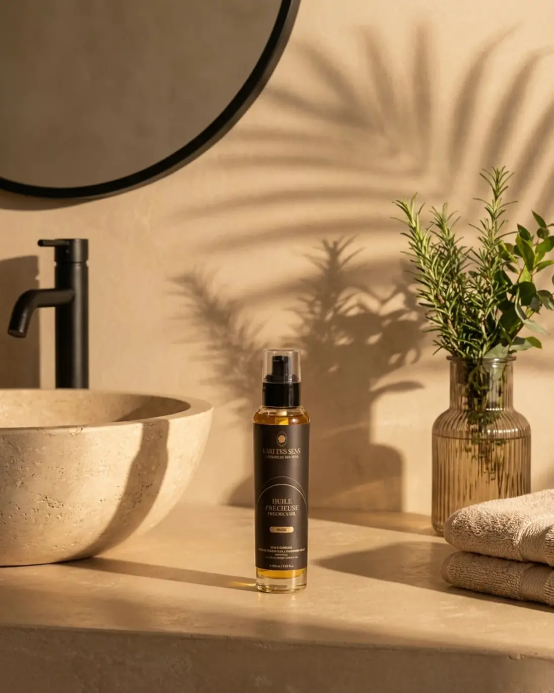 Huile Précieuse Musc — ambiance salle de bain · L'Art des Sens