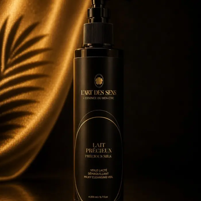Lait Précieux Démaquillant L’Art des Sens — flacon pompe 200 ml, photo studio
